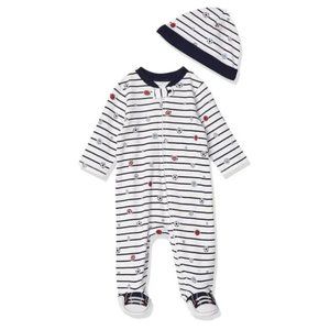 NWT ★: Little Me Baby 2 Piece Footie and Cap Set, Preemie